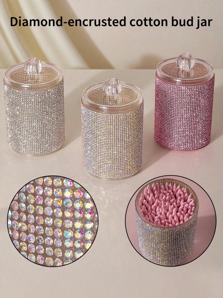 Luxury Skincare Containers - وعاء تخزين فاخر مرصع بالألماس بثلاثة