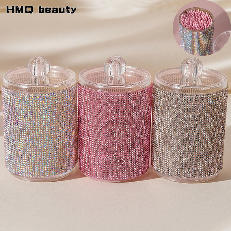 Luxury Skincare Containers - صندوق تخزين فاخر للمؤشرات القطنية مزين