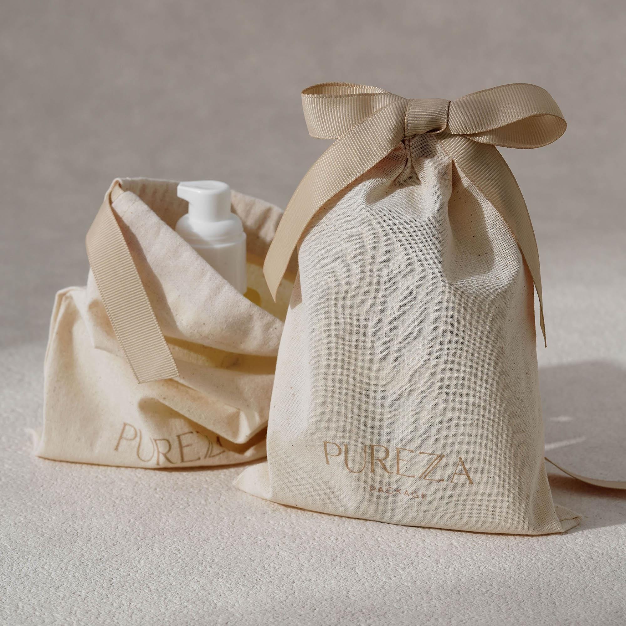 Luxury Natural Skincare - حقيبة قطنية طبيعية قابلة للتخصيص برباط،
